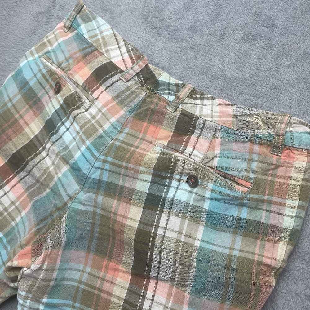 Tommy Bahama Shorts Mens 30 Multicolor Plaid Chinos Linen Blend Preppy Casual - Picture 7 of 16